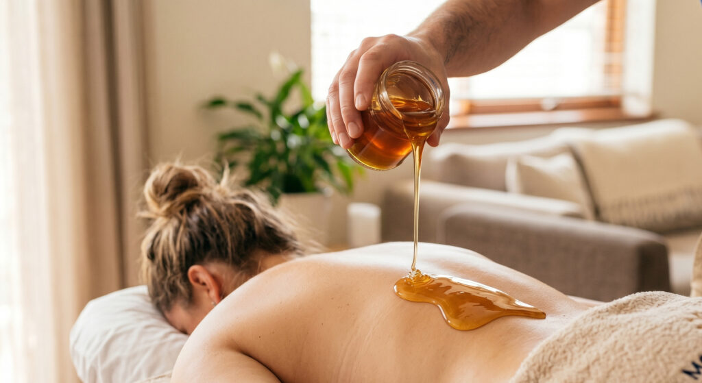 Tiefenwirksame Honigmassage zur Anregung der Mikrozirkulation und Pflege der Haut vor Ort in Wien