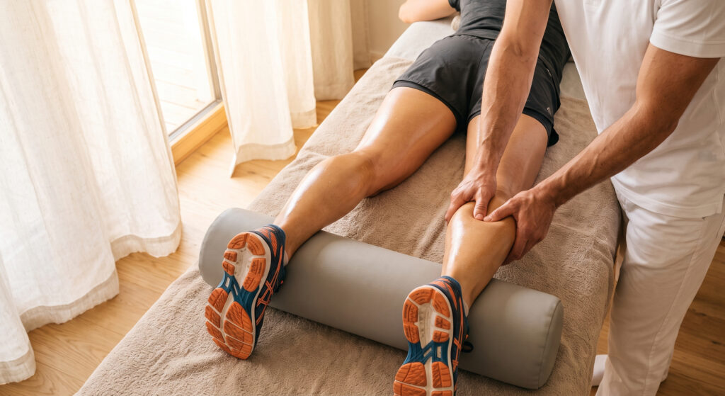 Sportmassage zur Vorbereitung und schnellen Muskelregeneration bei Sportlern in Wien