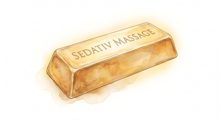 Goldenes Logo von Sedativ Massage für mobile Massagen in Wien.